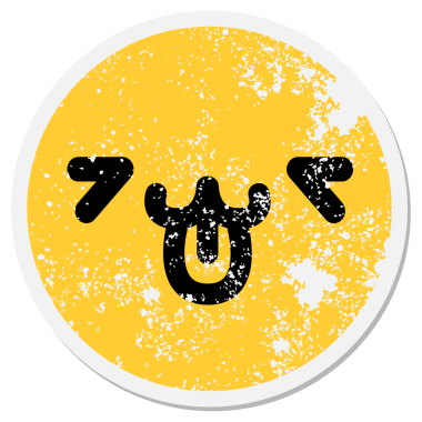 Bir insan tarafından çizilmiş sevimli, mutlu bir hayvan yüzü.