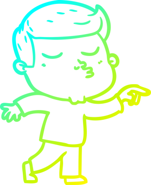 Çizgi film mankeni bir adamın insan tarafından çizilmiş soğuk gradyan çizimi.