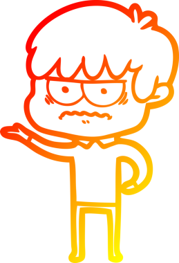 Bir insan tarafından çizilmiş kızgın çizgi film çocuğunun sıcak çizgi çizimi.