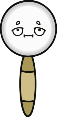 Bir insan tarafından çizilmiş bir büyüteç karikatürü.