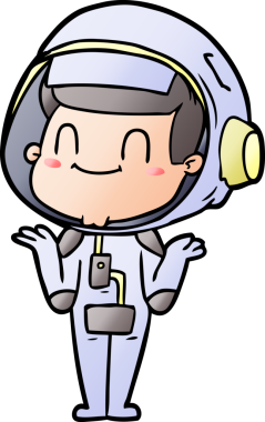 Bir insan tarafından çizilmiş mutlu astronot.