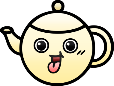 Bir insan tarafından çizilmiş bir çaydanlığın gölgeli karikatürü