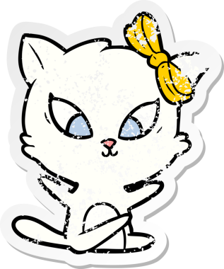 Bir insan tarafından çizilmiş karikatür bir kedinin sıkıntılı çıkartması.