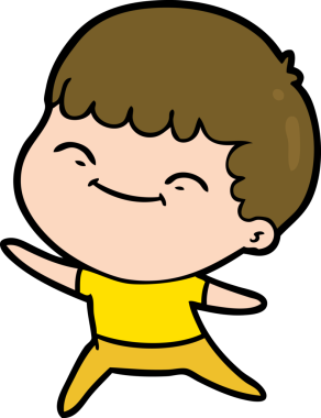 Bir insan tarafından çizilmiş mutlu çocuk çizgi filmi.