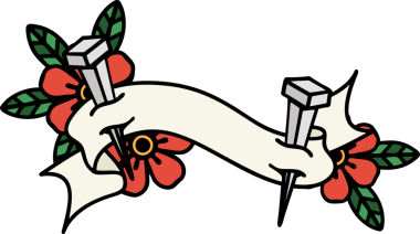 Bir insan tarafından çizilmiş demir çivi sancağıyla geleneksel dövme