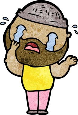 Çizgi film sakallı adam bir insan tarafından çizilmiş ağlıyor.