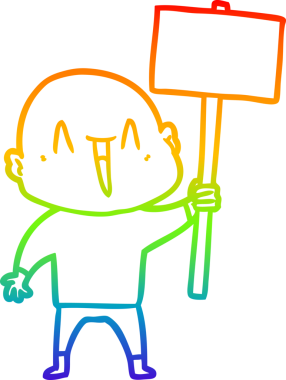 gökkuşağı gradyan çizimi mutlu bir çizgi kel adamın çizimi bir insan tarafından çizildi