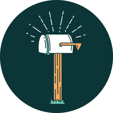 Bir insan tarafından çizilmiş dövme stili kapalı posta kutusu simgesi