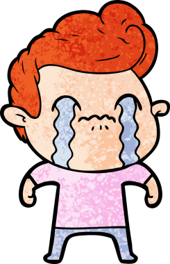 Bir insan tarafından çizilmiş ağlayan çizgi film adamı.