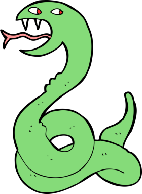 Bir insan tarafından çizilmiş tıslayan yılan çizgi filmi.