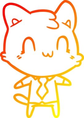 Bir insan tarafından çizilen mutlu çizgi bir kedinin sıcak gradyan çizimi