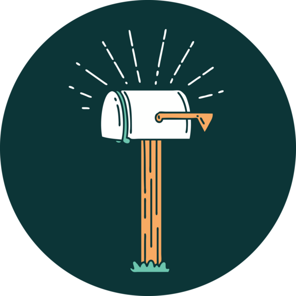 Bir insan tarafından çizilmiş dövme stili kapalı posta kutusu simgesi