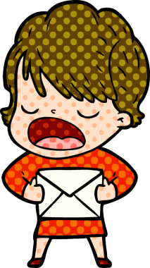 Bir insan tarafından çizilmiş bir karikatür kadın konuşuyor.