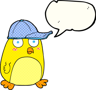 Bir insan tarafından çizilmiş serbest çizilmiş çizgi roman konuşma balonu karikatür kuşu.