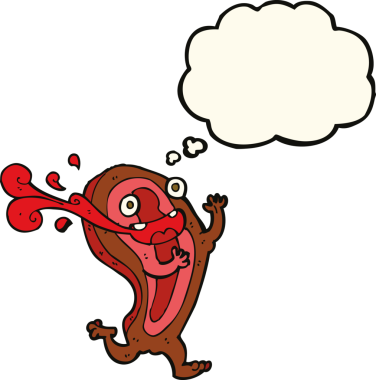 İnsan tarafından çizilmiş ender bir biftek karikatürü karakteri.