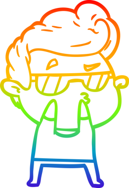 Gökkuşağı gradyan çizimi. Bir insan tarafından çizilmiş havalı bir adamın çizimi.