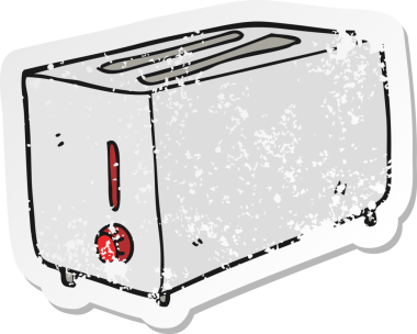 Bir insan tarafından çizilmiş karikatür tost makinesinin gerilimli yapıştırması.