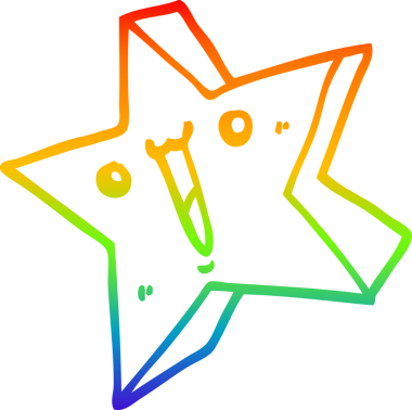 gökkuşağı gradyan çizgi çizimi bir insan tarafından çizilmiş mutlu bir yıldız