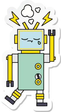 Bir insan tarafından çizilmiş şirin çizgi film robotunun çıkartması.