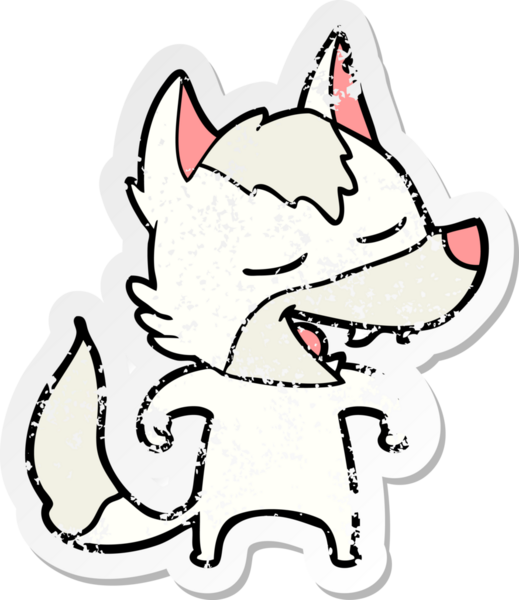 Bir insan tarafından çizilmiş bir karikatür kurdunun sıkıntılı çıkartması.