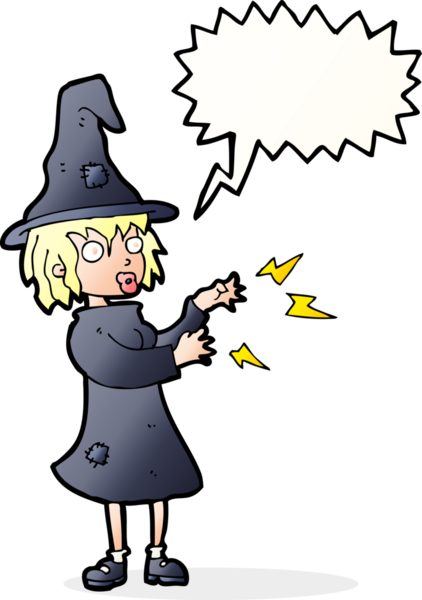 bir insan tarafından çizilmiş konuşma baloncuğu ile cadı dökme büyüsü