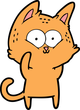 Bir insan tarafından çizilmiş çizgi film kedisi.