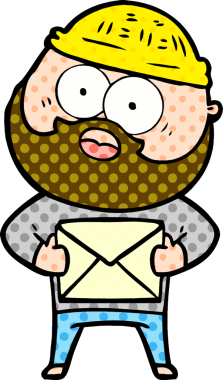 Karikatür, sakallı adamın elinde bir insan tarafından çizilmiş bir mektup tutmasına şaşırdı.