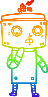 gökkuşağı gradyan çizimi bir insan tarafından çizilmiş belirsiz bir robot karikatürü