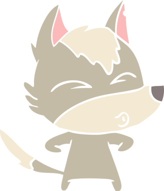 Bir insan tarafından çizilmiş düz renk çizgi film kurt ıslığı.