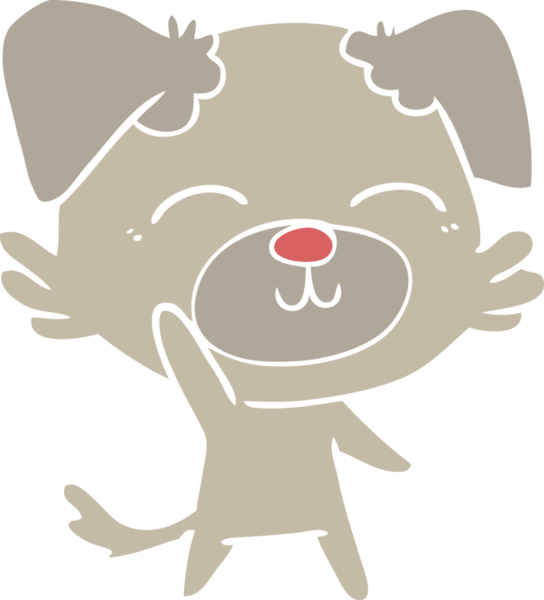 Bir insan tarafından çizilmiş düz renkli çizgi film köpeği.