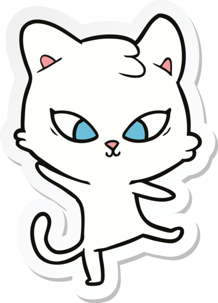 Bir insan tarafından çizilmiş şirin bir çizgi film kedisinin çıkartması.