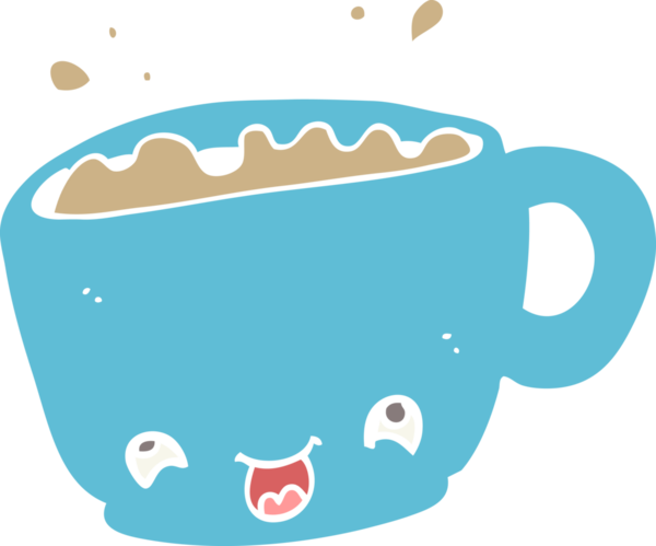 Bir insan tarafından çizilmiş düz renkli bir kahve fincanı.