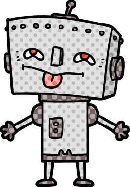 Bir insan tarafından çizilmiş çizgi film robotu