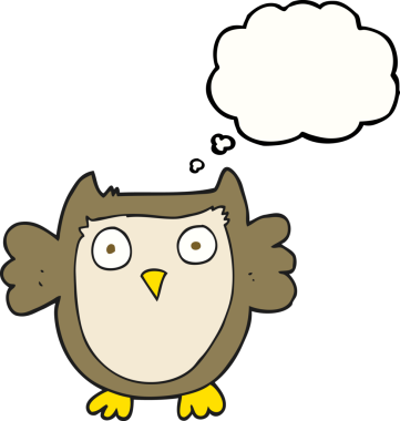 Bir insan tarafından çizilmiş serbest çizim baloncuk baykuş.