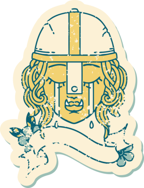 Retro Dövme Tarzı Ağlayan Ork Savaşçısı karakteri bir insan tarafından çizilmiş