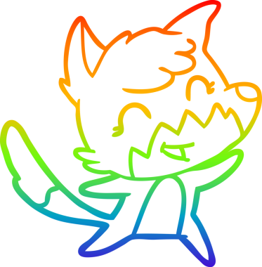 gökkuşağı gradyanı çizimi bir insan tarafından çizilmiş mutlu bir tilki çizgi filmi.