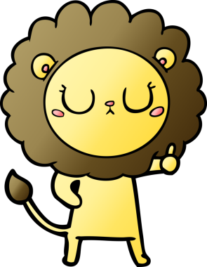 Bir insan tarafından çizilmiş çizgi film aslanı.