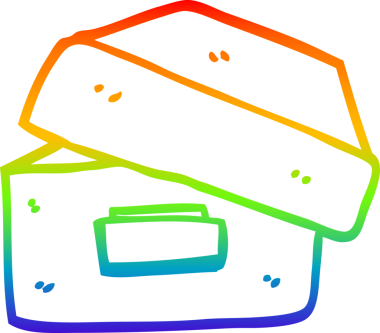 gökkuşağı gradyan çizgi çizimi bir insan tarafından çizilmiş eski bir dosya kutusu