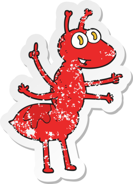 Bir insan tarafından çizilmiş karınca çizgi filminin gerilimli yapıştırması.