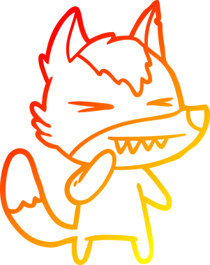 Bir insan tarafından çizilmiş kızgın bir kurt çizgi karakteri.