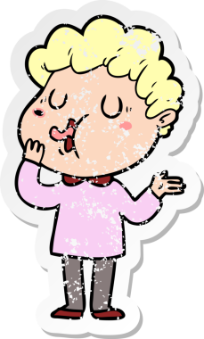 Bir insan tarafından çizilmiş bir çizgi film karakterinin sıkıntılı çıkartması.