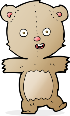 Bir insan tarafından çizilmiş dans eden oyuncak ayı.