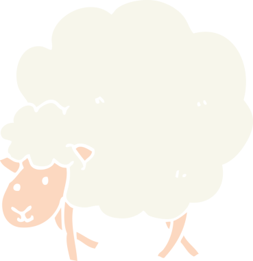 Bir insan tarafından çizilmiş düz renkli çizgi film koyunu