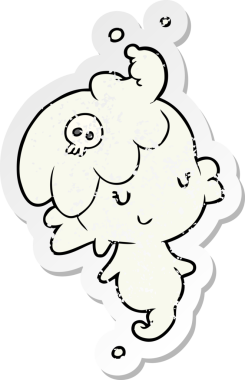 Bir insan tarafından çizilmiş karikatür bir hayaletin sıkıntılı çıkartması.