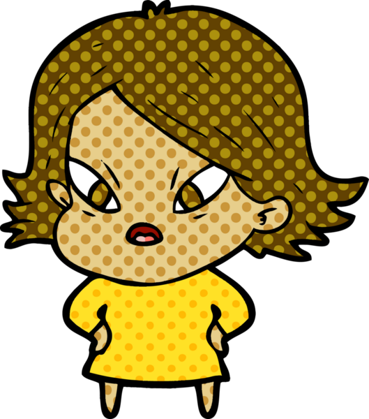 Çizgi film bir insan tarafından çizilmiş stresli kadın.