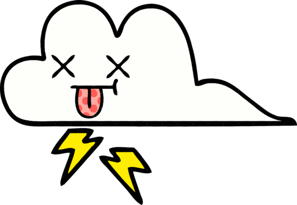 Bir insan tarafından çizilmiş bir gök gürültüsü bulutu çizgi filmi.