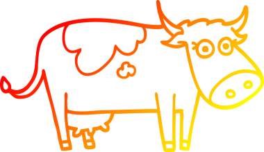 Bir insan tarafından çizilmiş bir çiftlik ineğinin sıcak çizgi çizimi