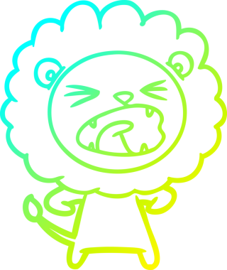 Bir insan tarafından çizilmiş kızgın bir aslanın soğuk çizgi çizimi.