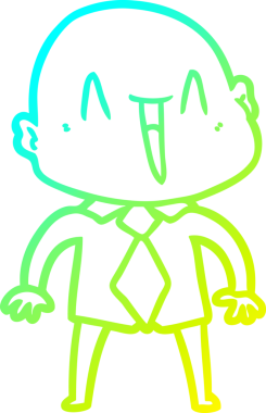 Bir insan tarafından çizilmiş, mutlu, kel bir adamın çizdiği soğuk çizgi.