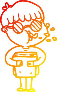 Bir insan tarafından çizilmiş gözlük takan çizgi film çocuğu çizimi.